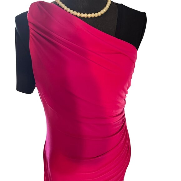Lauren Ralph Lauren Evening One Shoulder Ruched Dress Women Bodycon Slit Party - Picture 2 of 16